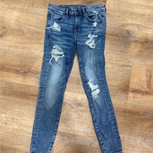 American Eagle Outfitters Women's Ripped Blue Skinny Jeggings